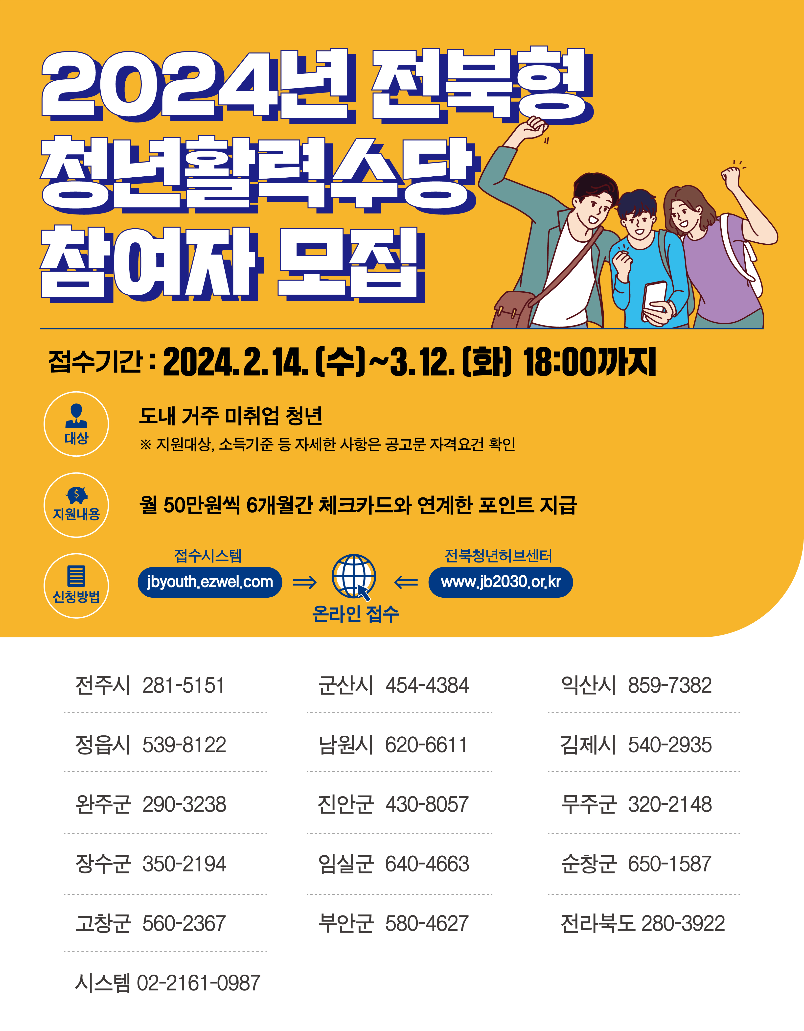 2024년 전북형 청년활력수당 참여자 모집
